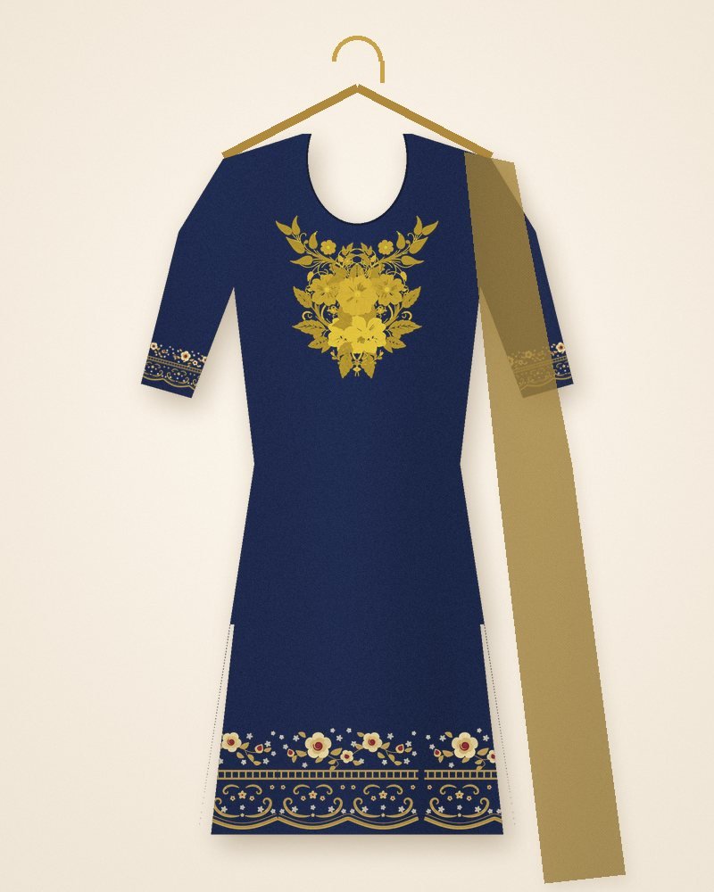 Navy Gold Party Suit